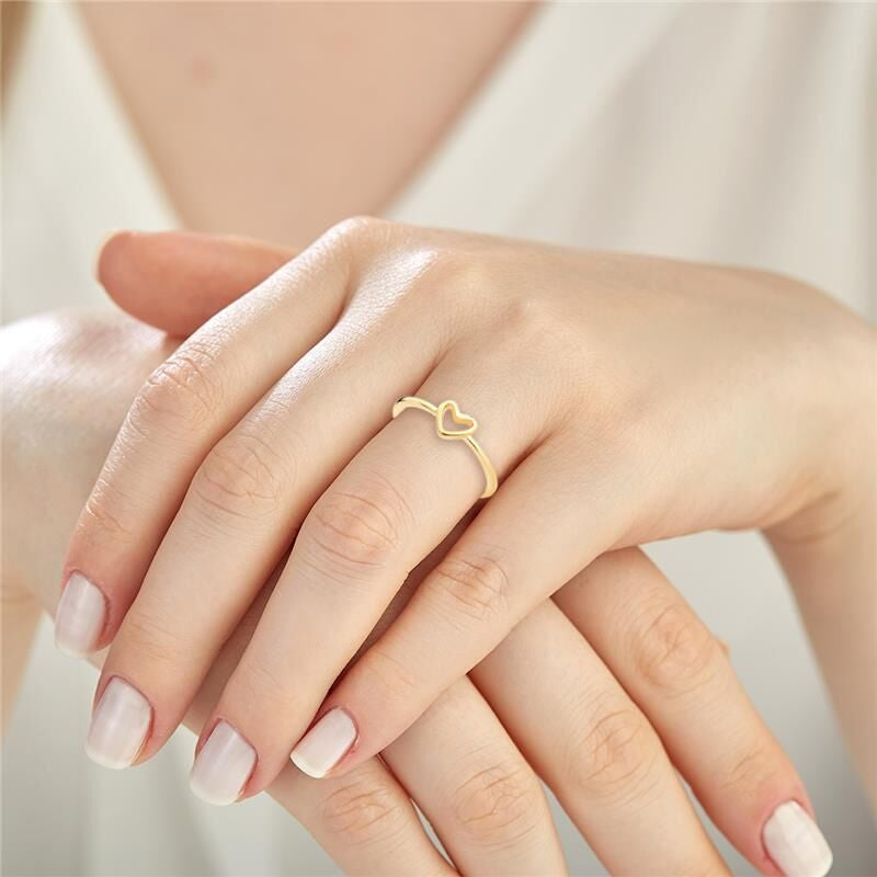 Anel coração vazado